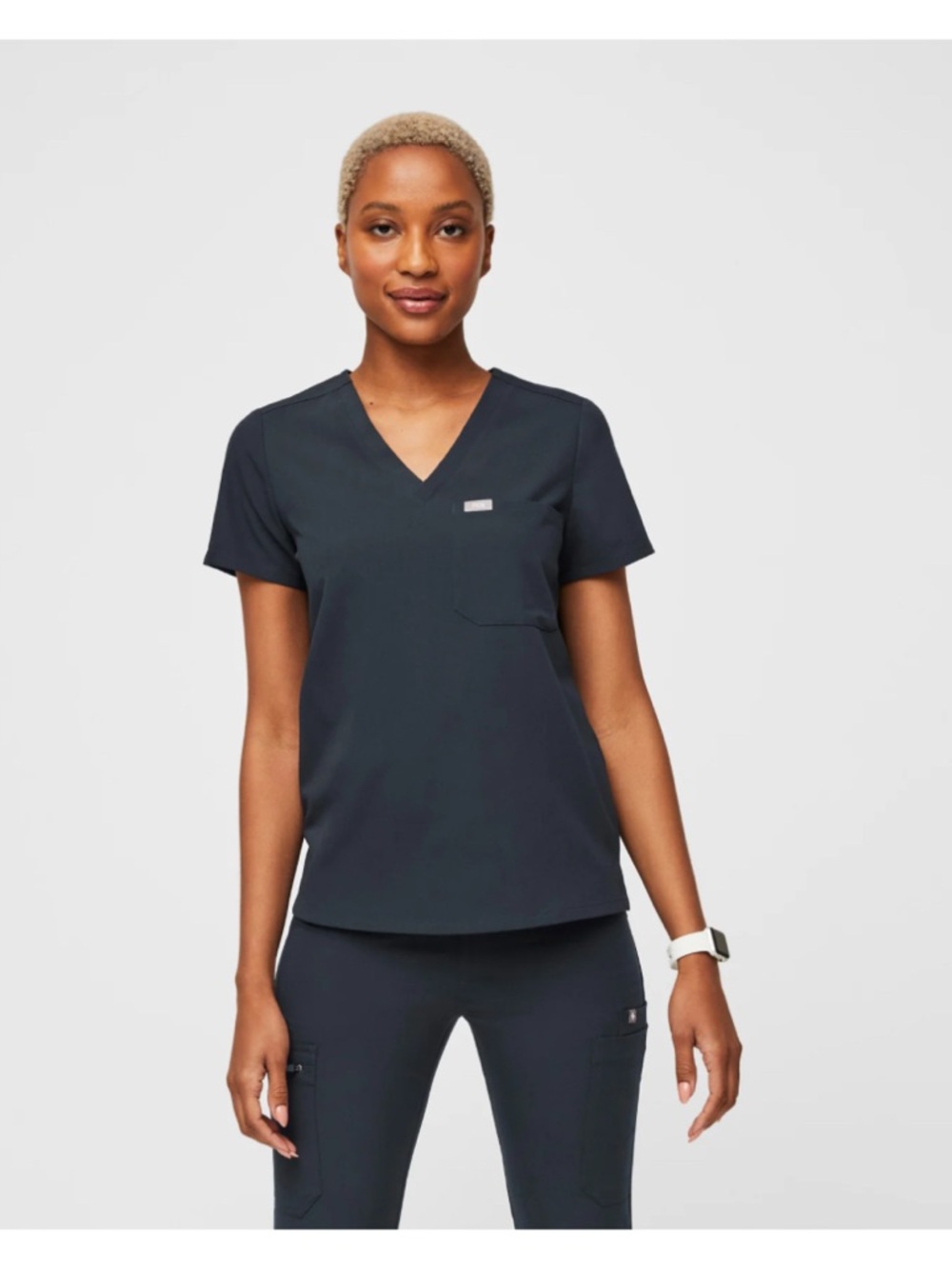 Figs Catarina One Pocket Scrub Top - Dark Harbor